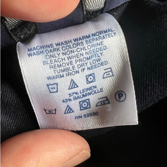 Lands’ End Navy Navy Linen Blend Elastic Drawstring Waist Wide Leg Pants Medium - Picture 5 of 5